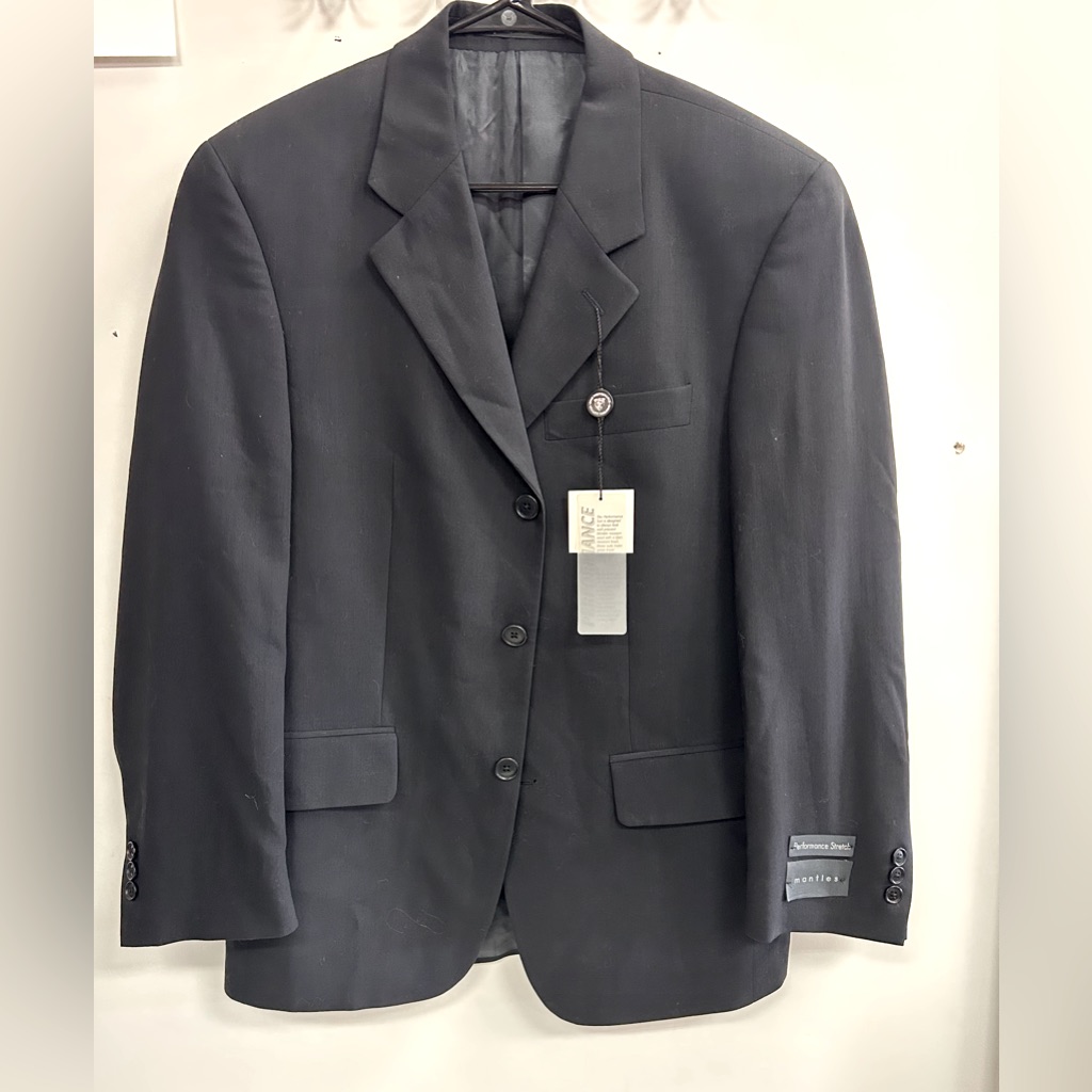 Nwt Men Mantles Blazer In Black Three Buttons Lined Pure Wool Size 38s